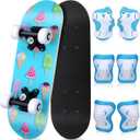 Honoson 7 Pcs Skateboard for Toddlers Beginners Knee Elbow Pads Wrist Guards Gear Set (Age 2-5 Kids 17 x 5'')