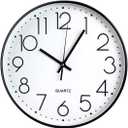 Tosnail 12 Inch Large Non Ticking Wall Clock, Round Silent Battery Operated Wall Clock for Living Room, Bathroom, Bedroom, Kitchen, Office Wall Decor - Modern Black Frame