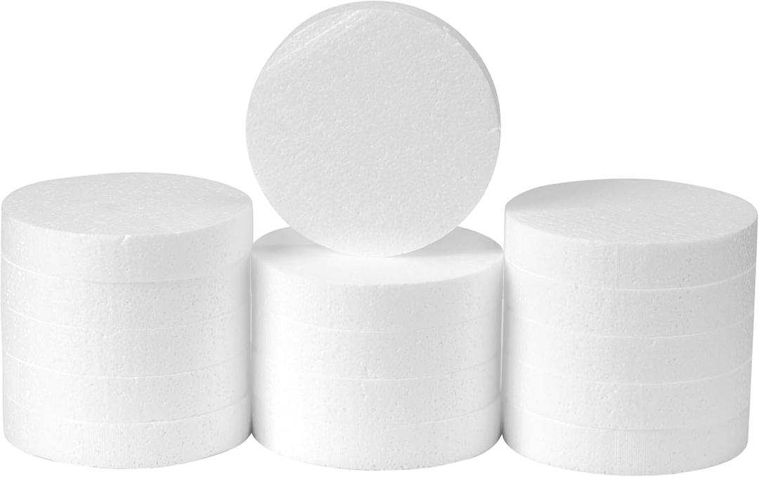 Crafare 5 Inch Foam Circles for Crafts 15 PCS 1 Inch Thick Round Polystyrene Circles White for Wedding Holiday Christmas Crafts Making and School Projects DIY