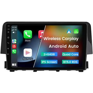Android 13 Car Radio Stereo for Honda Civic 2016-2021, Biorunn 9 Inch GPS Wireless Wired Car-Play Android Auto IPS Touch Screen Navigation WiFi FM RDS Head Unit Player 2GB RAM 64GB ROM