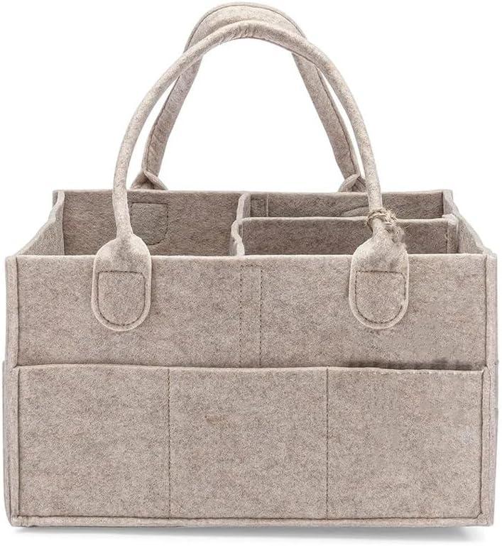 Diaper Caddy Organizer, Portable Storage Basket Bin for Changing Table and Car Shower Basket, Portable Diaper Storage Gift for New Mom-Oatmeal