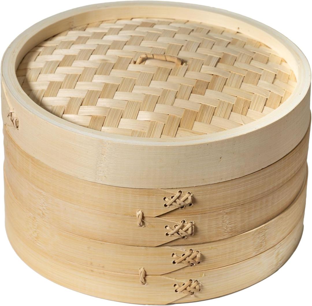 Joyce Chen 2-Tier Bamboo Steamer Baskets, 10-Inch