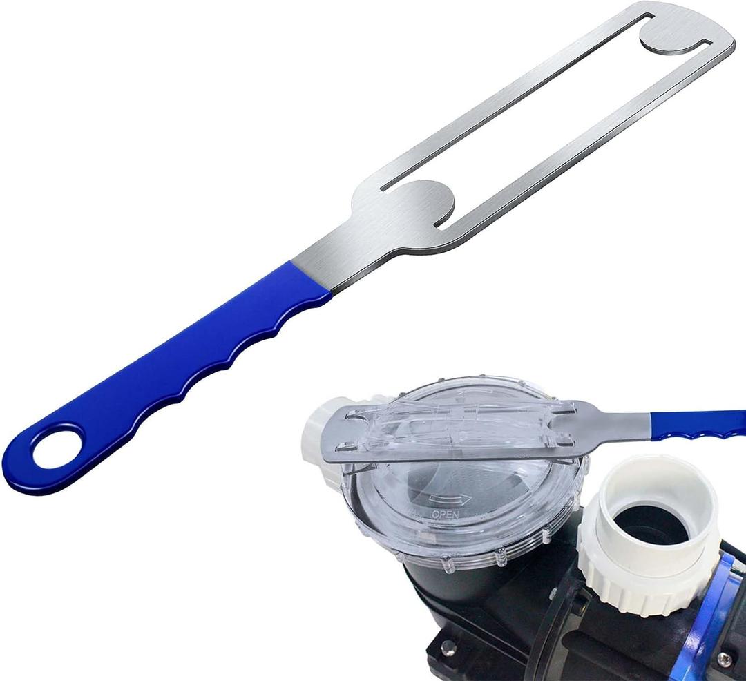Pool Pump Lid Removal Tool with Handle Grip, Upgraded Metal Pool Pump Cover Removal Wrench Swimming Pools Strainer Lid Removing Tool Compatible with Hayward Super II Pump SP3000 SP3010 SP3007 Series