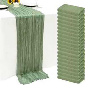 20Pack Sage Green Cheese Cloth Table Runner 10Ft Cheesecloth Table Runner Boho Gauze Table Runners Sage Green Wedding Decor for Party Bridal Shower Thanksgiving Christmas (20 Pack 20 x 120 inch)