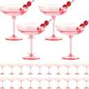 24 PCS Plastic Coupe Glasses 9 oz Pink Detachable Gold Rim Martini Glass Espresso Champagne Cocktail Cups Disposable Vintage Margarita Glassware for Birthday Baby Shower Wedding Bachelorette Party