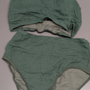 Herseas Women 2 Pieces High Waist Bikini Set Cute Knit Ribbed Sports Swimsuit 2025 Summer Beach Scoop Neck Cheeky Bathing Suit Beachwear Green, Size: Medium