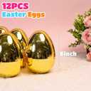 MGparty Jumbo Golden Easter Eggs 6 Inch 6 Pcs Fillable Large Plastic Empty Gold Easter Eggs Bulk for Easter Egg Hunt Basket Stuffers Party Favors and Decorations