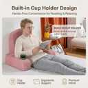 Reading Pillow for Adults, Back Pillow for Bed Sitting Up, Backrest Pillow for Sitting in Bed, Detachable Arms with Built-in Cup & Phone Caddy (Dusty Pink-Corduroy, 21 INCH)