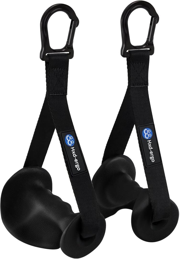 HXD-ERGO Ergonomic Exercise Handles for Cable Machine Attachments, Pilates, Strength Training WorkoutResistance Bands Heavy Duty Working Out Handles Accessories (Integrated Carabiner)