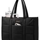 LOVEVOOK Laptop Bag for Women, Puffer Tote Bag for Work 17 Inch Large Computer Briefcase for Teacher Nurse, Quilted Lightweight Casual Shoulder Bag For Travel, Daily