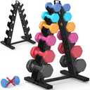 TomCare 6-Tier Dumbbell Rack Stand Only, Weight Rack for Home Gym Storage Stand for Weights Metal A-Frame Strength Training Dumbbell Holder with Handle (Dumbells not Included), 6 Tier(5-35 LB)