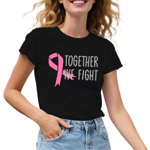 Womens Breast Cancer Shirts Fight Cancer Awareness T-Shirt Pink Ribbon Warrior Survivor Tops (Black, M)