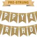 Netnology Pre-Strung Gold Happy 40th Birthday Banner Decorations,12 ft No DIY Gold Glitter 40th Birthday Party Banner Sign Decor for Women Men Girl Boy Party Supplies