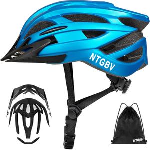 Adult Bike Helmet for Men/Women with Helmet Bag 2 Removable Moisture-Wicking Liners & Visors Lightweight Shockproof Adjustable CPSC/ASTM Safety Certified for Road/Commute/MTB