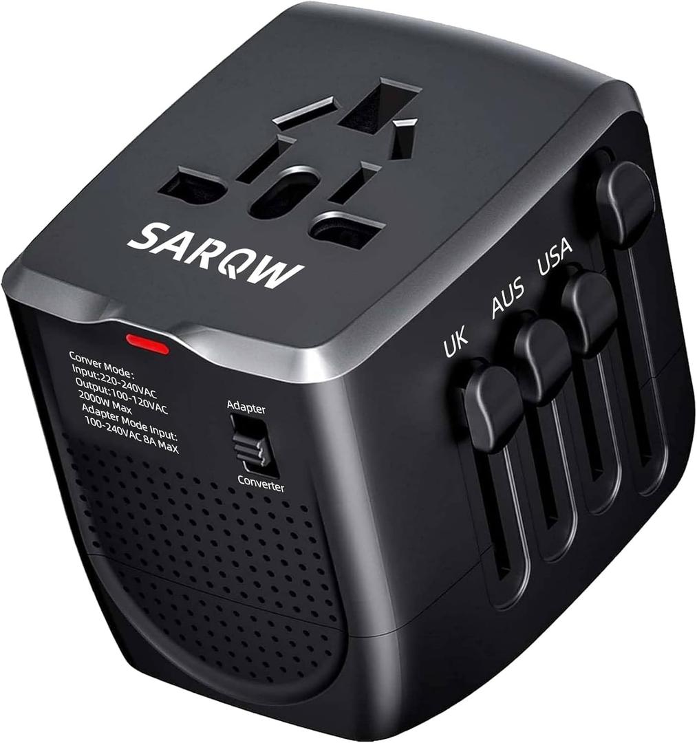 Travel Converter Adapter Voltage Converter that Steps Down 220 Volts to 110 Volts for use in Over 200 Countries,Including The U.S., U.K., Europe, and Australia