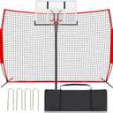 Seenelling Basketball Net Catcher Backstop Net Sports Barrier Nets for Backyard Rebounder to Guard Rebound and Return Basketball with Carry Bag (12 x 9 ft)