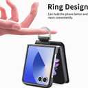 Wallet Case for Samsung Galaxy Z Flip 7 with 3 Card Slots Holder and Ring, Luxury PU Leather Kickstand Shockproof Protective Cover for Galaxy Z Flip7 LZQB Black