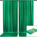 2 Panels Deep Green Backdrop Curtain, 10 x 7 Feet Background Curtains for Parties, Weddings, Baby Showers, Bachelorette Halloween, Christmas Birthday Party Photoshoot Backdrop Curtains Decorations