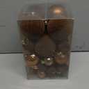 42PCS Gold Brown Velvet Christmas Ball Ornaments, Flocked Vintage Rustic Farmhouse Baubles in Assorted Sizes for Xmas Tree Decorations, Hanging Ornaments for Home, Party & Wedding Dcor (Golden Brown)