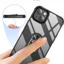 Ring Kickstand Clear Phone Case for iPhone 15 Plus (6.7 Inch),Drop Protection Slim Protective Shell Cover,Flexible Bumper + Hard Back + Ring Stand Fits Magnetic Car Mount,Black