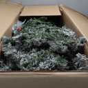 Pre-lit Snow Flocked Hinged Christmas Tree w Tips & Metal Stand