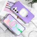 for Galaxy S25 Case 6.2", with Magnetic Ring Stand [Curly Edge] [Wireless Charging] [Reinforced Corners] Slim Fit Shockproof Protective Phone Case - Matte Purple