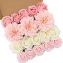 Floweroyal Pink Artificial Flowers Fake Rose Flowers Dahlia with Stems for DIY Wedding Bridal Bouquets, Baby Shower, Floral Arrangement, Table Centerpieces, Home Decorations.