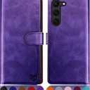 SUANPOT for Samsung Galaxy S23 5G Wallet case with RFID Blocking Credit Card Holder,Flip Book PU Leather Protective Cover Women Men for Samsung S23 Phone case Purple