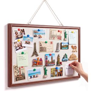 Magnetic Linen Bulletin Board Wood for Wall, 30 x 20'', Walnut, 31.7" x 21.3"