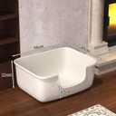Large Cat Litter Box with High Sides, Open Kitty Litter Boxes Anti-Splashing for Indoor Cat Low Entry Cat Litter Pan for Small and Elderly Cats, Tool-Free Assembly(19.7 * 15.76 * 8.67 White)