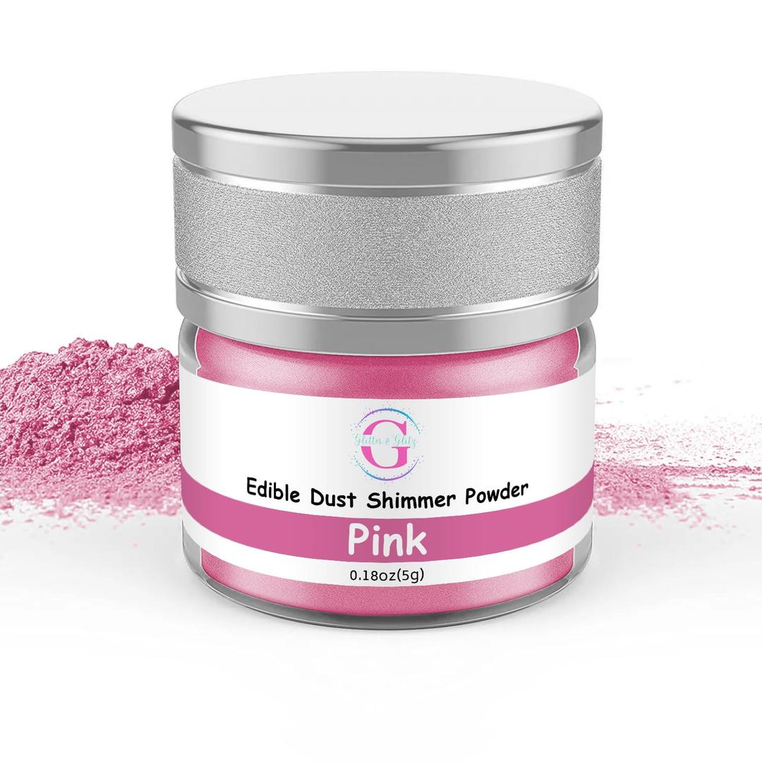 Glitter & Glitz Edible Glitter for Drinks - Premium Drink Glitter Edible Dust for Cocktails, Baking, Brew, Champagne - Luster Dust and Cocktail Glitter - Edible Glitter for Drinks Decoration (Pink, 5Grams), Pack of 4