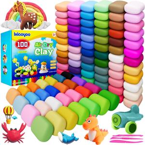Ixiaoyoo Air Dry Clay, 100 Colors Modeling Clay for Kids, Safe & Non-Toxic, DIY Model Art & Crafts Toys with Sculpting Tools, Home Party Favors, Birthday Toys Gift for Ages 3-12 Boys & Girls
