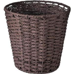 Zuvo Round Wicker Waste Basket Paper Bin - Wicker Trash Basket - Woven Trash Can Rubbish Basket for Bedroom, Bathroom, Offices or Home (Brown) (Pack of 1)