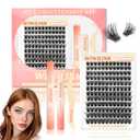 Lash Clusters Kit Magic Lashes Clusters Fluffy 10-18mm Volume Cluster Eyelash Extensions Kit 0.3mm Soft Band Wispy DIY Individual Lashes with Lash Bond and Seal, Remover, Tweezer