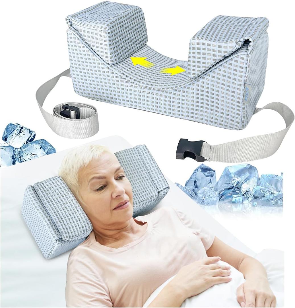 AOSSA Surgery Pillow for Sleeping Upright, Head & Neck Support Positioner for Post Eye, Facial, or Dental Surgery, Recovery Pillow for Back Sleep Training and Face Stability (Pale Blue)