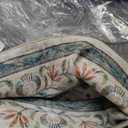 Washable Area Rug 8x10 - Vintage Floral Living Room Rug for Dining Room (Under Table), Bedroom - Stain Resistant, Soft Low Pile, Non-Slip Large Carpet (Beige)