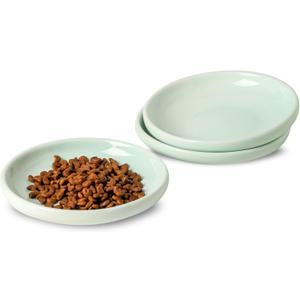 3 PCS Ceramic Cat Bowls, 5.5 in Pet Bowl Cat Dishes for Food and Water, Small Dog Dish(Blue)