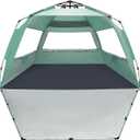 WhiteFang Deluxe Pop Up Beach Tent Sun Shade Shelter for 5-6 Person, UV Protection, Extendable Floor with 3 Ventilating Windows Plus Carrying Bag, Stakes, and Guy Lines