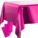 PartyWoo 3 pcs Hot Pink Foil Table Cover, 54 x 108 Inch Rectangle Waterproof Tablecloth for 6 to 8 Foot Tables, Disposable Plastic Party Tablecloth for Bachelorette Birthday Party Decorations