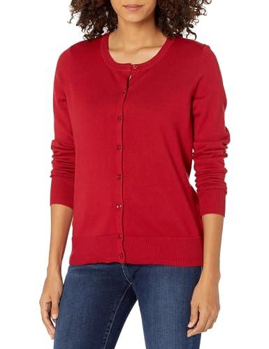 Amazon Essentials Women's Lightweight Crewneck Cardigan Sweater (in Plus Size), Red, 6X