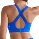 RUNNING GIRL Sports Bras for Women High Support, Adjustable Straps Hook Back Sports Bras for Women with Sewn in Pads (X-Large, Dazzling Blue)