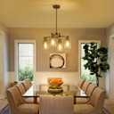 4-Light Brushed Nickel Dining Room Light Fixture, Modern Industrial Kitchen Chandelier Over Table, Adjustable Height Hanging Pendant Light for Kitchen Island, Entryway with Clear Glass Shade