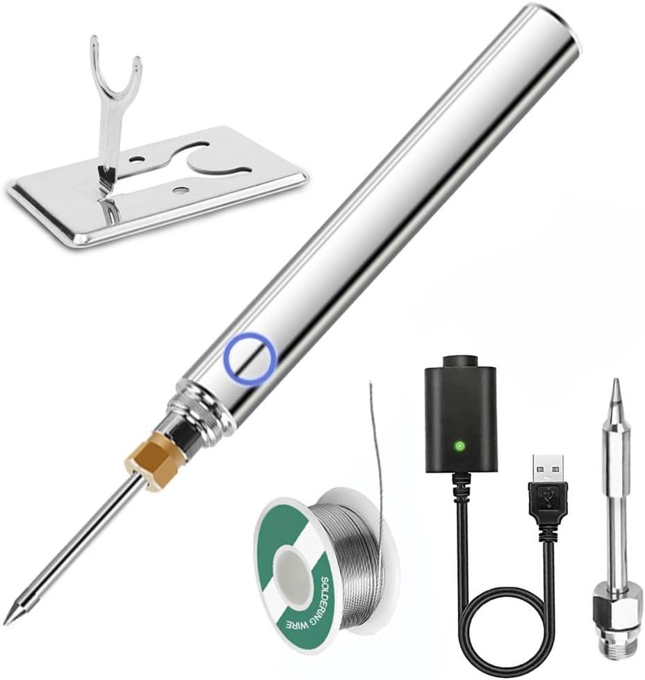 Portable Soldering Iron Newly Upgraded Large Capacity 1100 mAh Portable Soldering Iron Suitable for Electronic Repair Welding, Solder Fixing, and Circuit Use (Bright Silver)