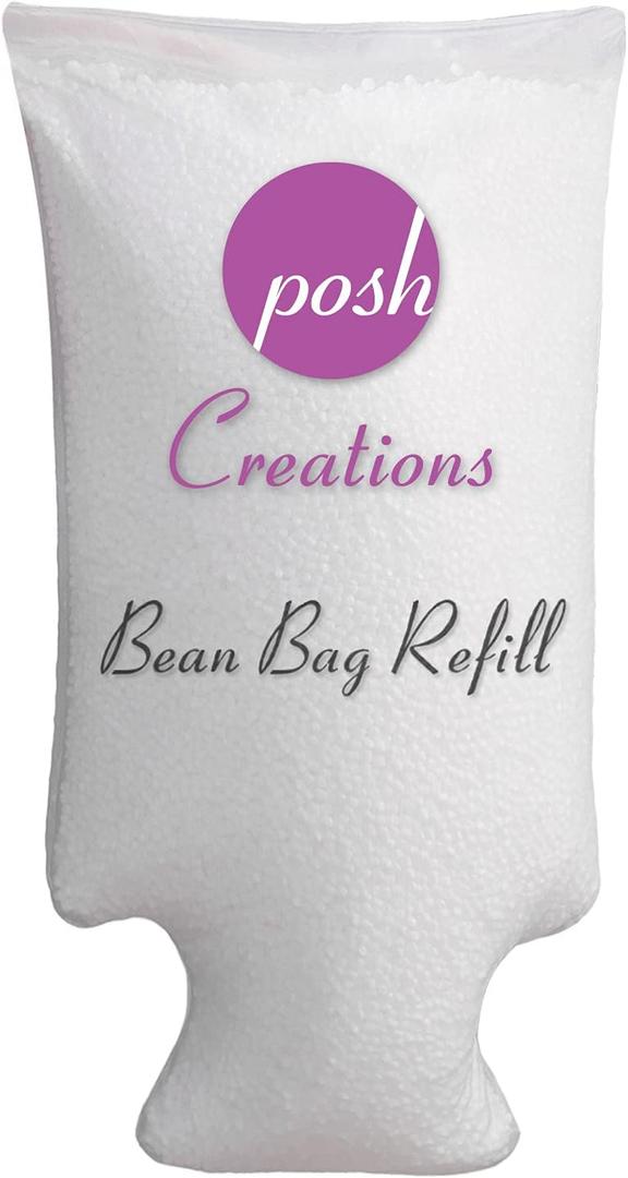 Posh Creations Foam Filling EPS Bean Bag Refill, 75 L, White with EZ-Pour Zipper Spout,