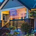 DBFAIRY Solar American Flag Lights Outdoor,420 LEDs American Flag Net Lights 6.5ft x 3.28ft Super Bright,Memorial Day Decorations of The United States for Independence/National/Memorial Day,July 4th