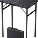 JiGiU Folding Camping Table Portable Pinic Table 3 Level Height Adjustable Aluminum Frame Small Foldable Camp Table Light Weight with Carry Handle for Outdoor Indoor Hiking Camp BBQ Beach (Black)