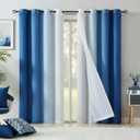 Blue Blackout Curtains with Ombre Sheers Overlay 84 Inch Long for Living Room Bedroom Decor, Mix and Match Double Layer 90% Blackout Window Drapes for Children Room, Nursery, Grommet Top, 52"W, 4Pcs