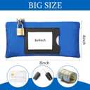 Locmeo 2 Pieces Waterproof Cash Bags with Lock and Zipper Money Oxford Cloth Document Bags with 6 Keys for Bank Deposits Business Personal(8 x 4'',Dark Blue,Black)