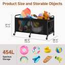 StorageWorks 120 Gallon Pool Float Storage, Mesh Pool Toy Storage Bin with Wheel and Side Pockets, Small Swimming Organizer, Outdoor Noodles Holder, Black
