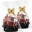 Colingmill 2 Pack Mother Day Woven Baskets for Gifts Empty with Handle Graduation 12 x 8 x 5 Inch Small Holiday Basket with Bag and Ribbon Empty Organizer for Wedding Birthday Gift(Black)